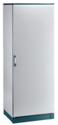 Cabinet ENUX, 1000Wx2000Hx600D, frame, plain door, rear panel, lever-operated double bar locking w. 3mm double-bit insert, modular, adj. cable entry w. sealing gasket, C3M| epoxy resin layer, IP55 IK10, NEMA12, ocean blue/ grey