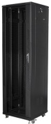 Free-Standing Rack 19in, 42U 600Wx2065Hx600D, toughened glass front door, removable side panels, cable entry on the top, bottom, incl. adj. feet, castors, max. load 800kg, flatpack, black
