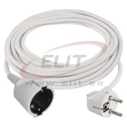 Extension Cord 5m with plug, socket 1x 2P+E Schuko 16A 250V, cable H05VV-F3G 1,5 mm2, white, Emos