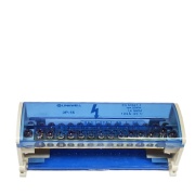 Terminal Block UK, Cu, 125A 500V, N 2x (25mm², 3x 16mm², 11x 6mm²), TS35, mounting plate