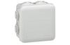 Plastic Box Plexo, 105Wx105Hx55D, 7glands ø4..25mm cable/tube,  -25..40°C, PS, cover with 4x ¼ turn lock screw, IP55 IK07, white