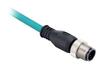 EtherNet Cable 1585, M12 plug », 4 conductors, 100BASE-TX, 100Mbit/s, Robotic TPE, Flex Rated, 5m, teal