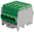 Main Terminal Al/Cu HLAK 35-1/6 M2, 2x 35/25mm²/ 6x 25/16mm², 160/125A 1000VAC/DC, 3.5/2.5Nm, TS35, green