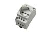 Modular Socket outlet 2P+E 10/16A 250VAC Schuko and Italian Bipasso, 2.5M, DIN TS35, IP20, with green LED, grey, Finder